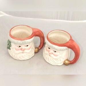 Pair of Vintage Fitz and Floyd Santa Mugs